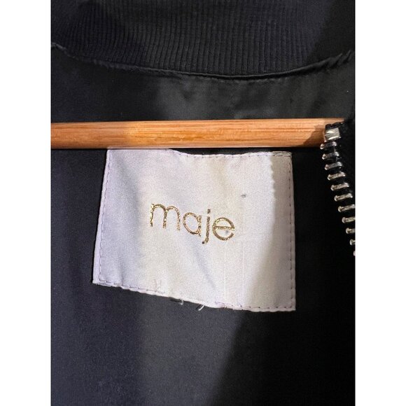 Maje Eylana Jacket Women’s Size S Black Lightweight Bomber Luxury Biker - Picture 3 of 6